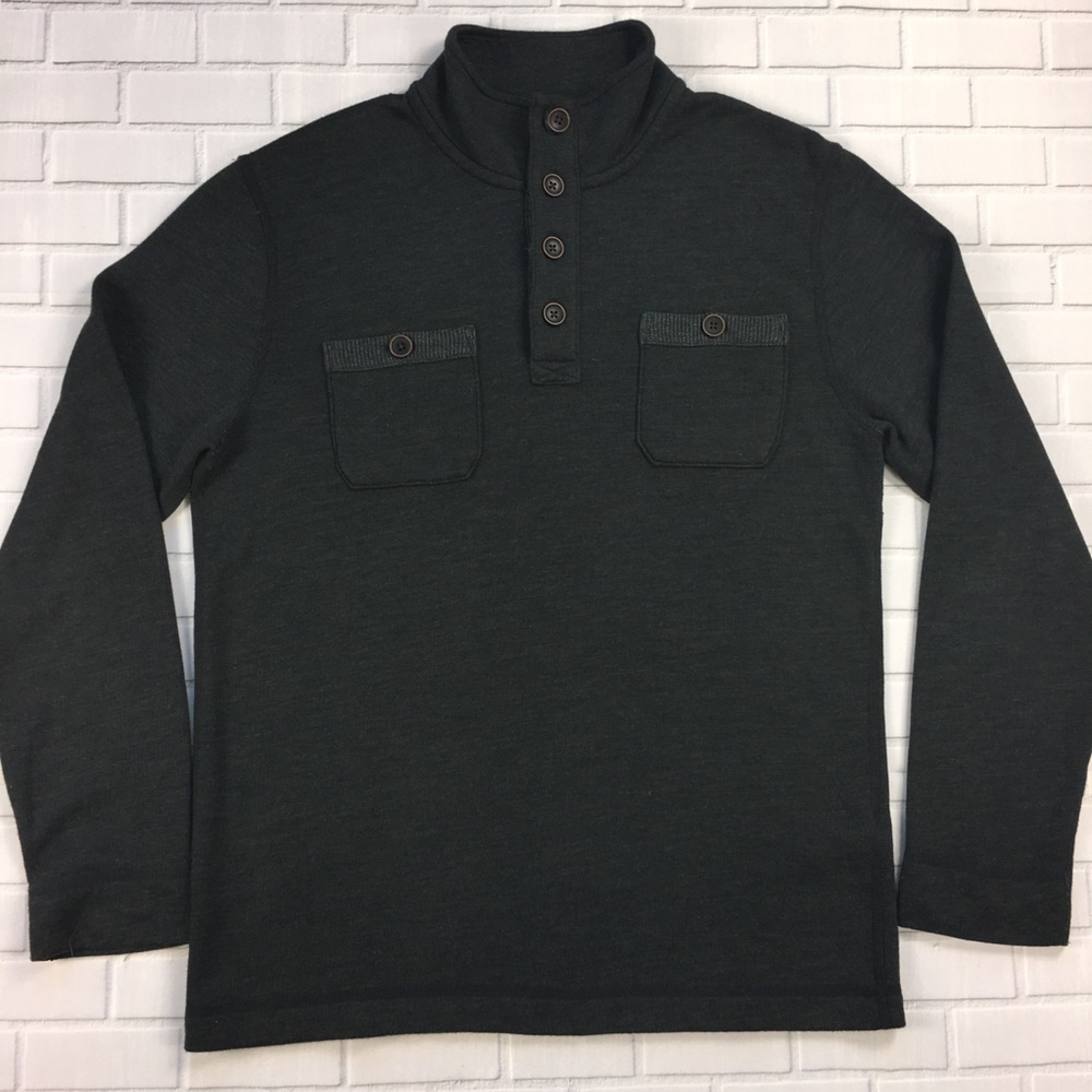 LUCKY BRAND Men's Mock Neck 1/4 Button Sweater M